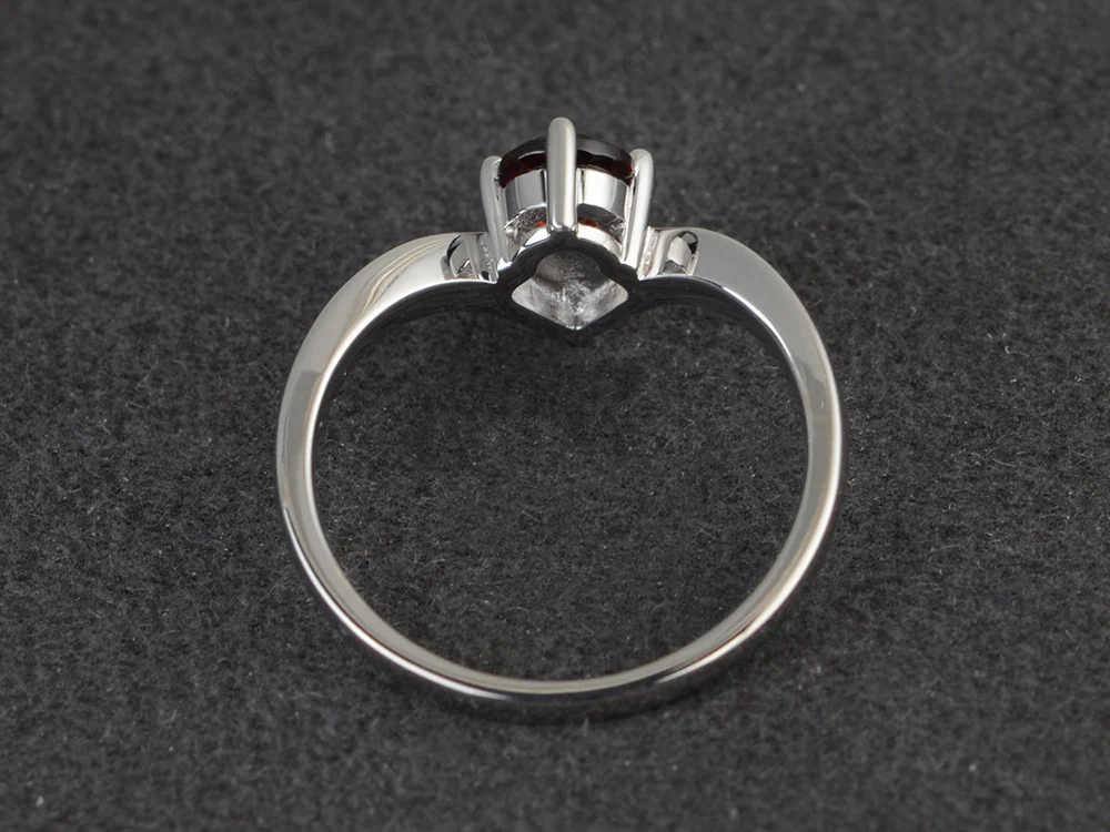 Garnet Tiny Engagement Ring - Image 3