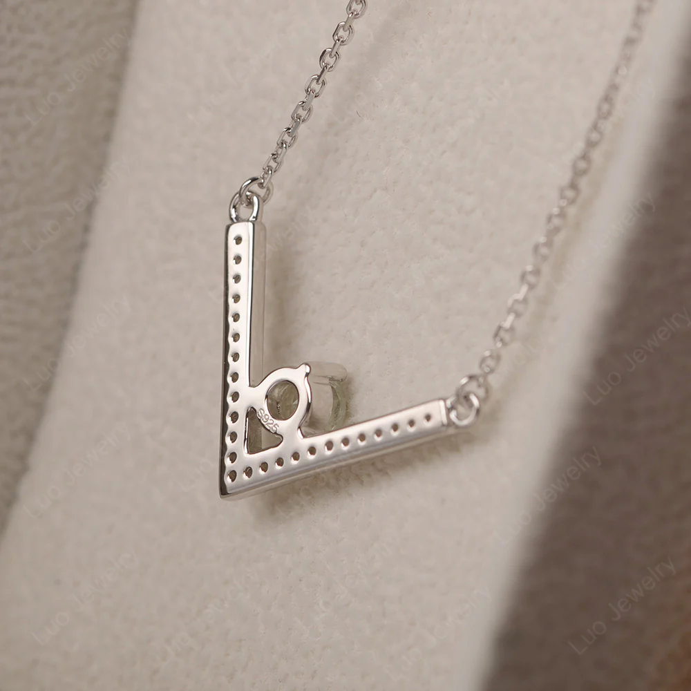 Green Amethyst V Shaped Necklace - Image 3