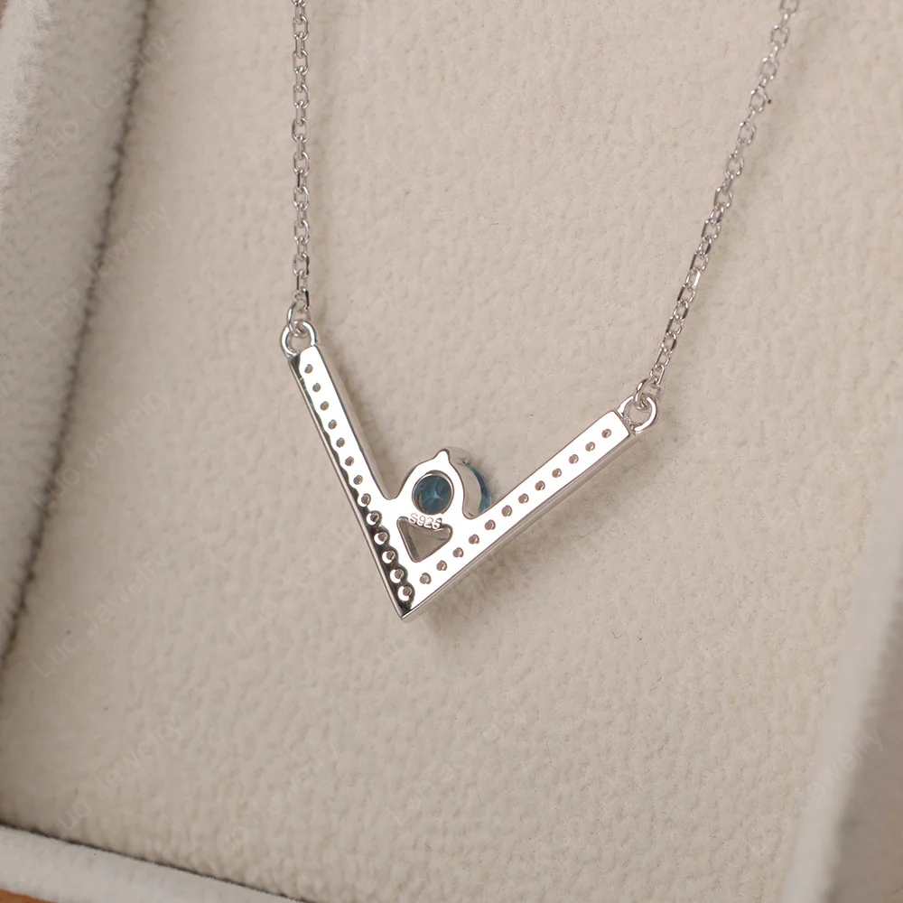 London Blue Topaz V Shaped Necklace - Image 3