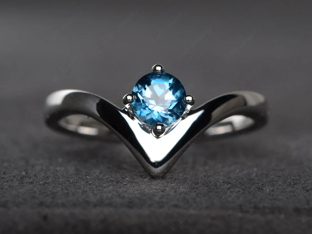 London Blue Topaz Tiny Engagement Ring