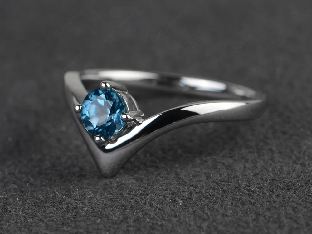 London Blue Topaz Tiny Engagement Ring - Image 2