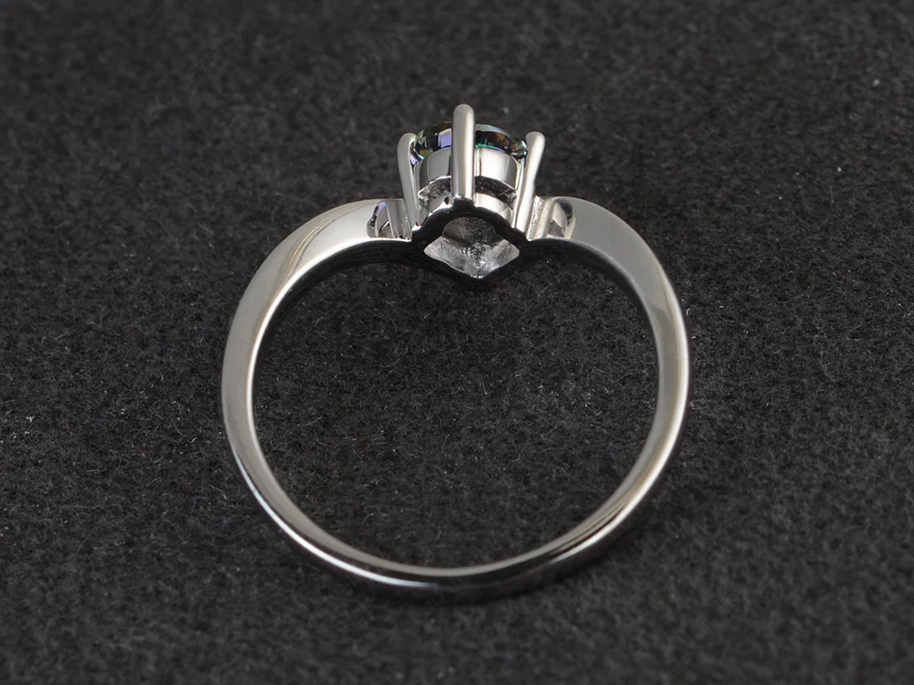 V Shaped Mystic Topaz Solitaire Ring - Image 3
