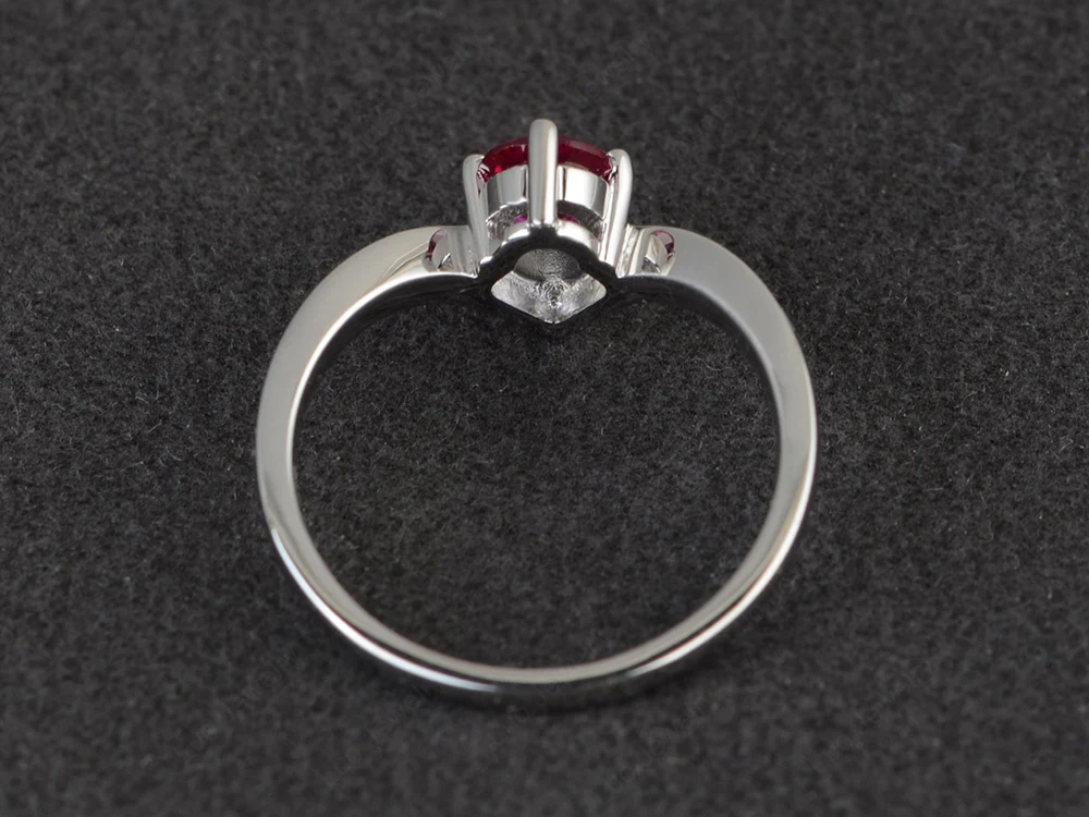V Shaped Ruby Solitaire Ring - Image 3