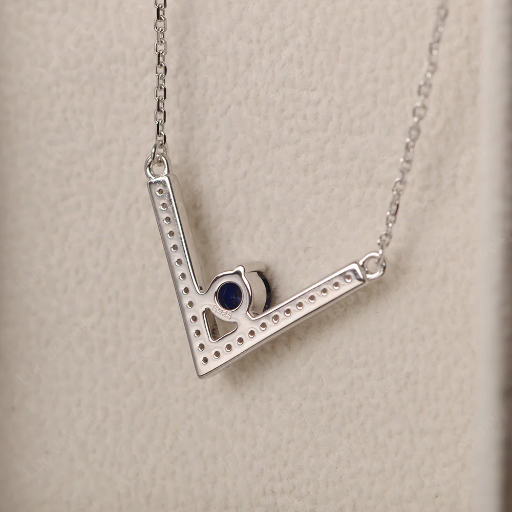 Sapphire V Shaped Necklace - Image 3