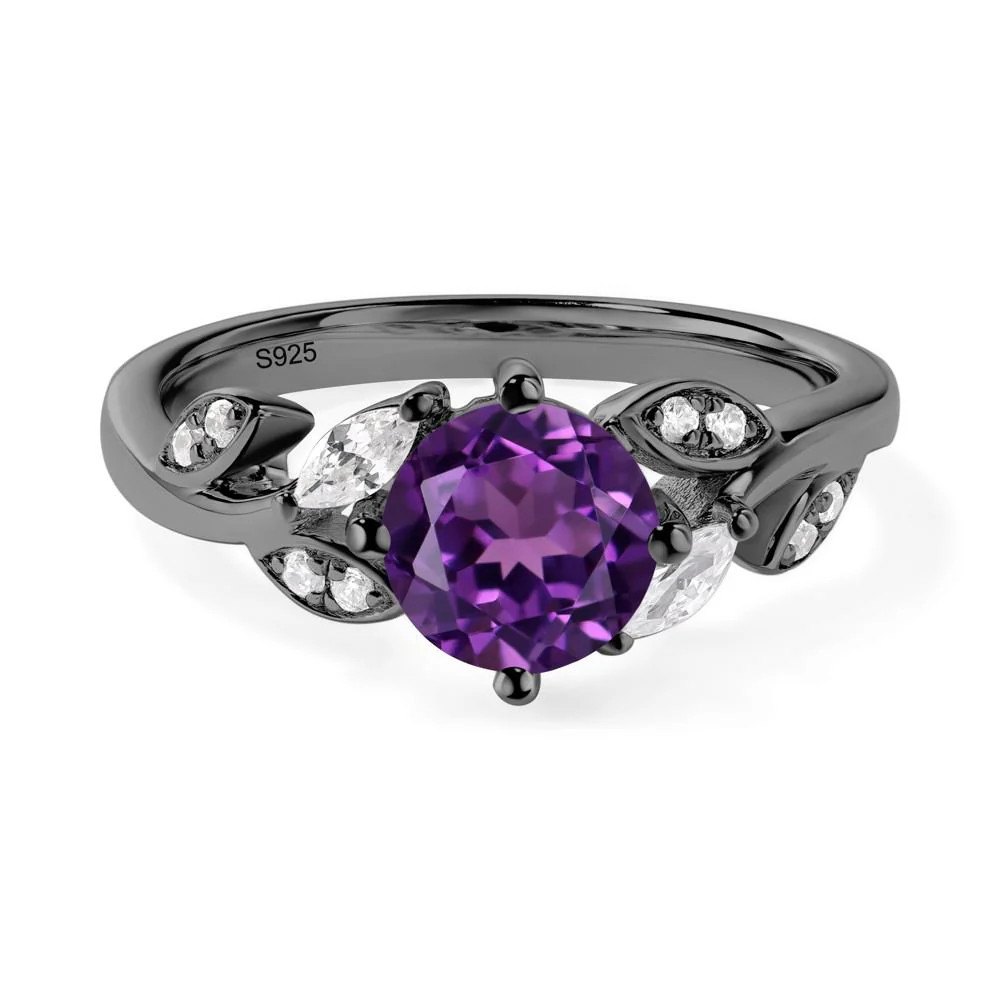 Vine Leaf Amethyst Engagement Ring - Image 2