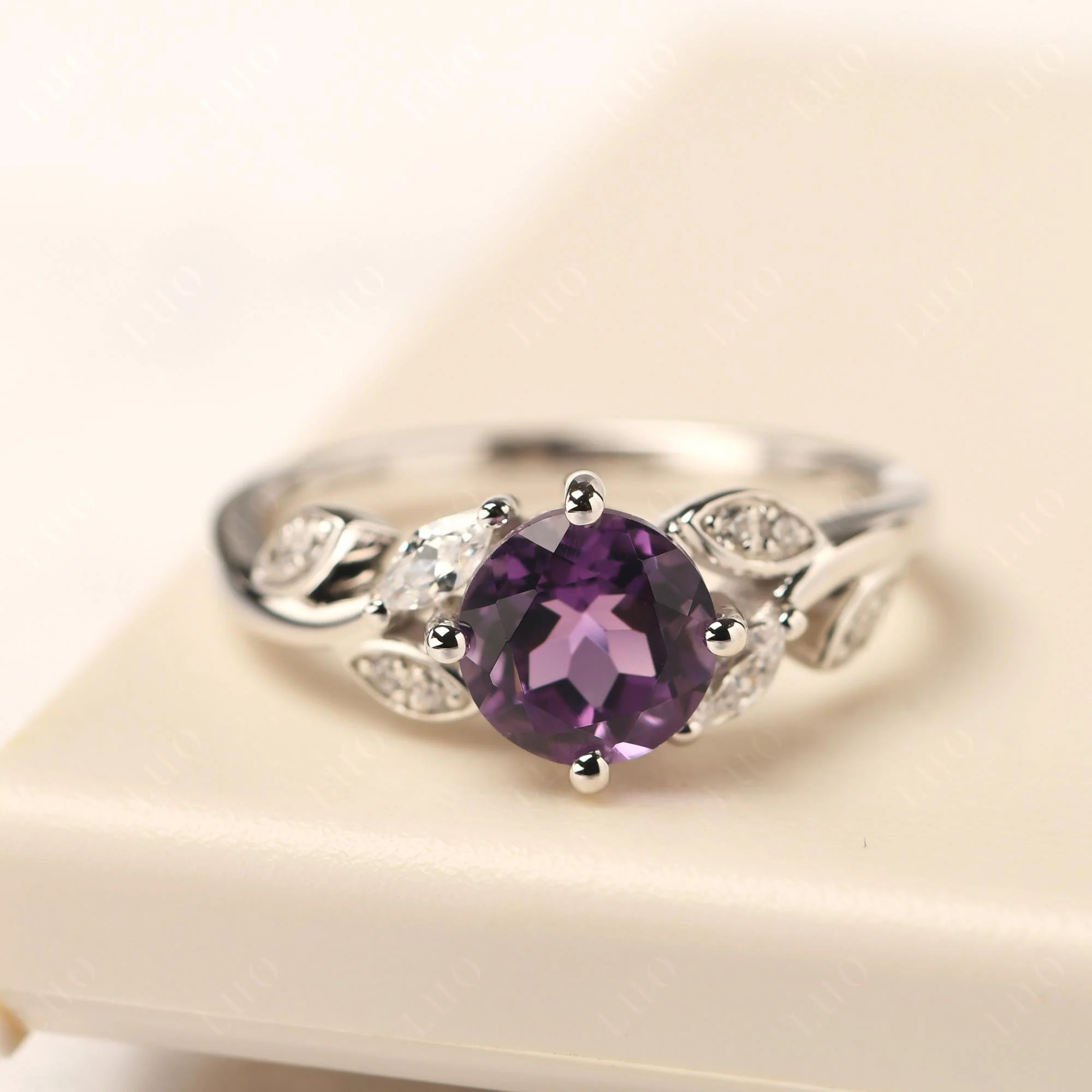 Vine Leaf Amethyst Engagement Ring - Image 29
