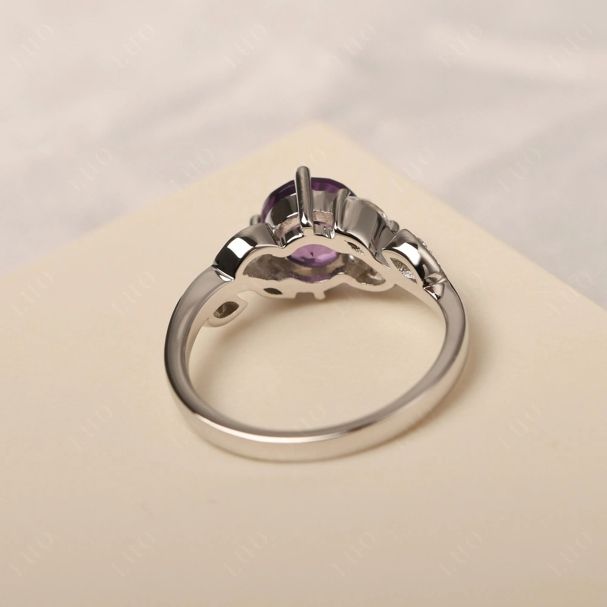 Vine Leaf Amethyst Engagement Ring - Image 31