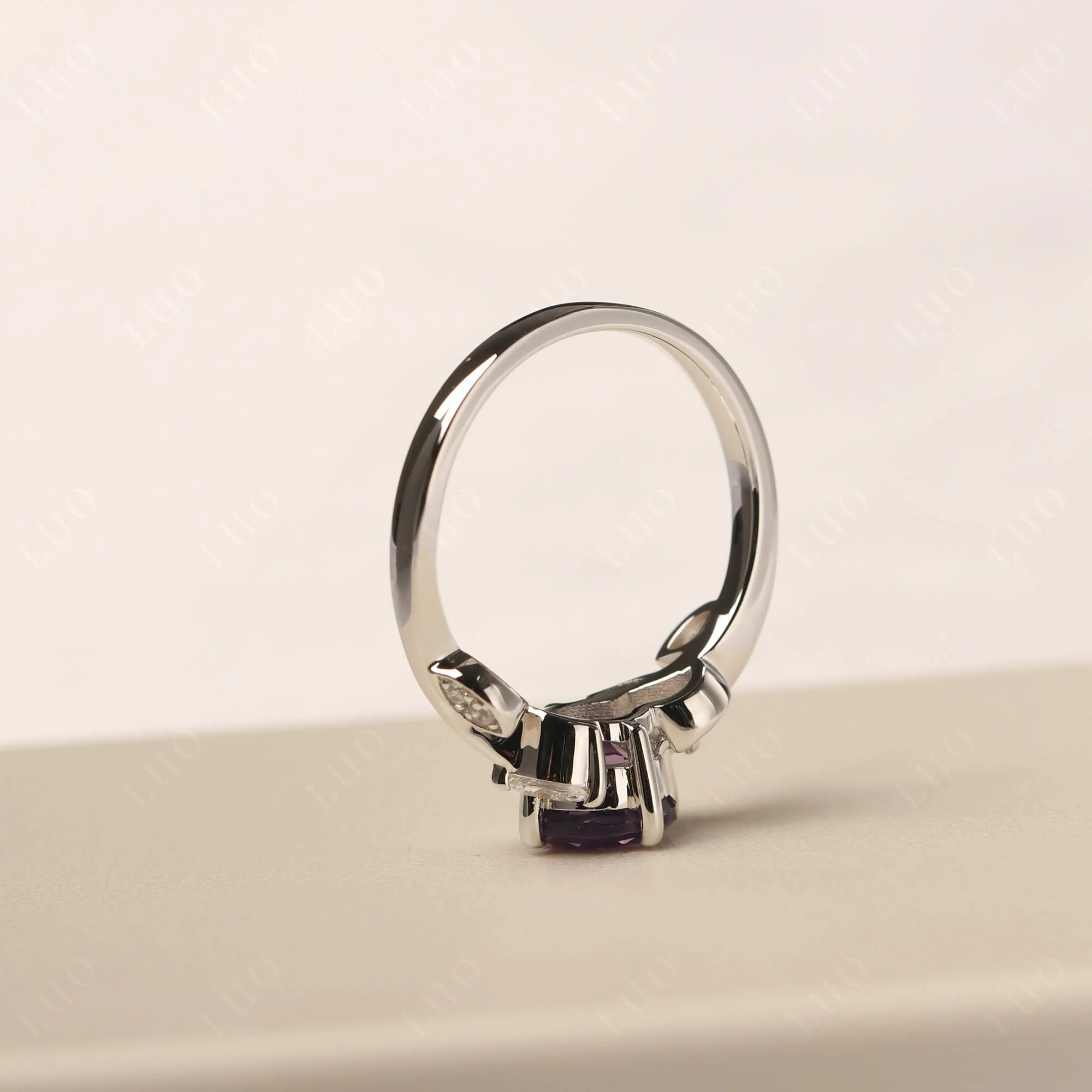 Vine Leaf Amethyst Engagement Ring - Image 32