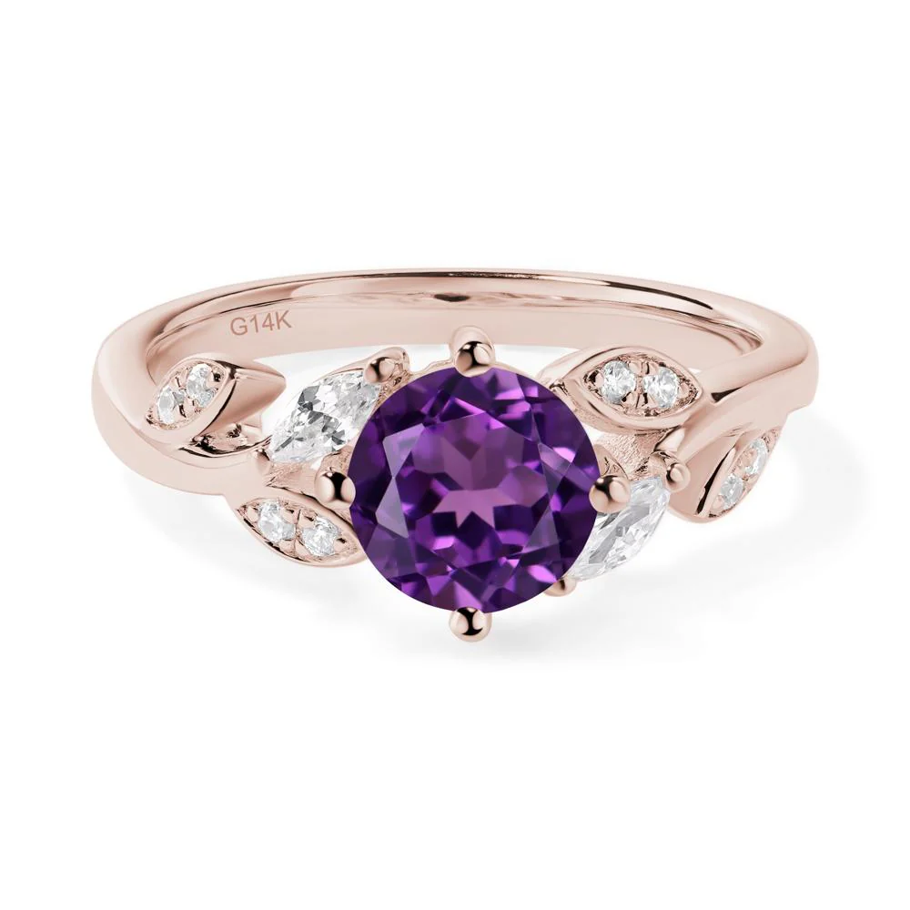 Vine Leaf Amethyst Engagement Ring - Image 5