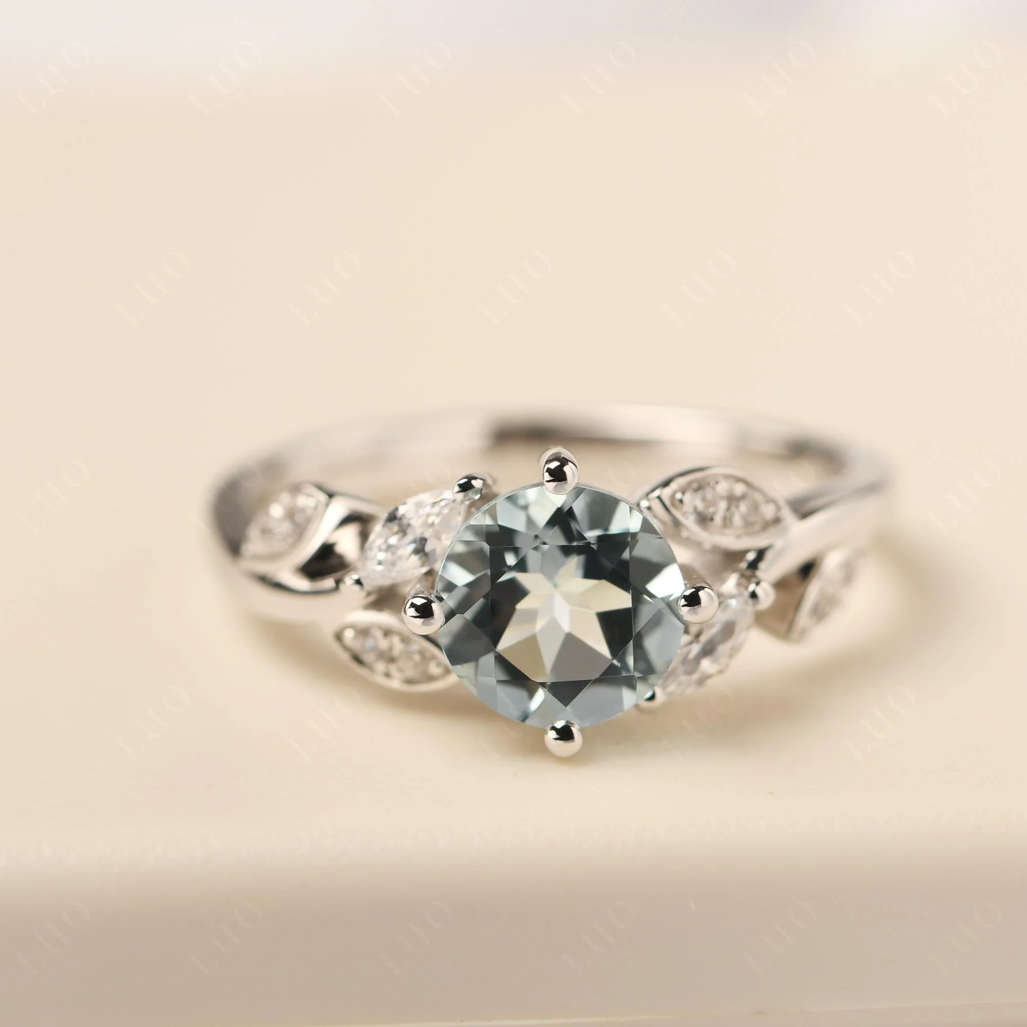 Vine Leaf Aquamarine Engagement Ring - Image 29