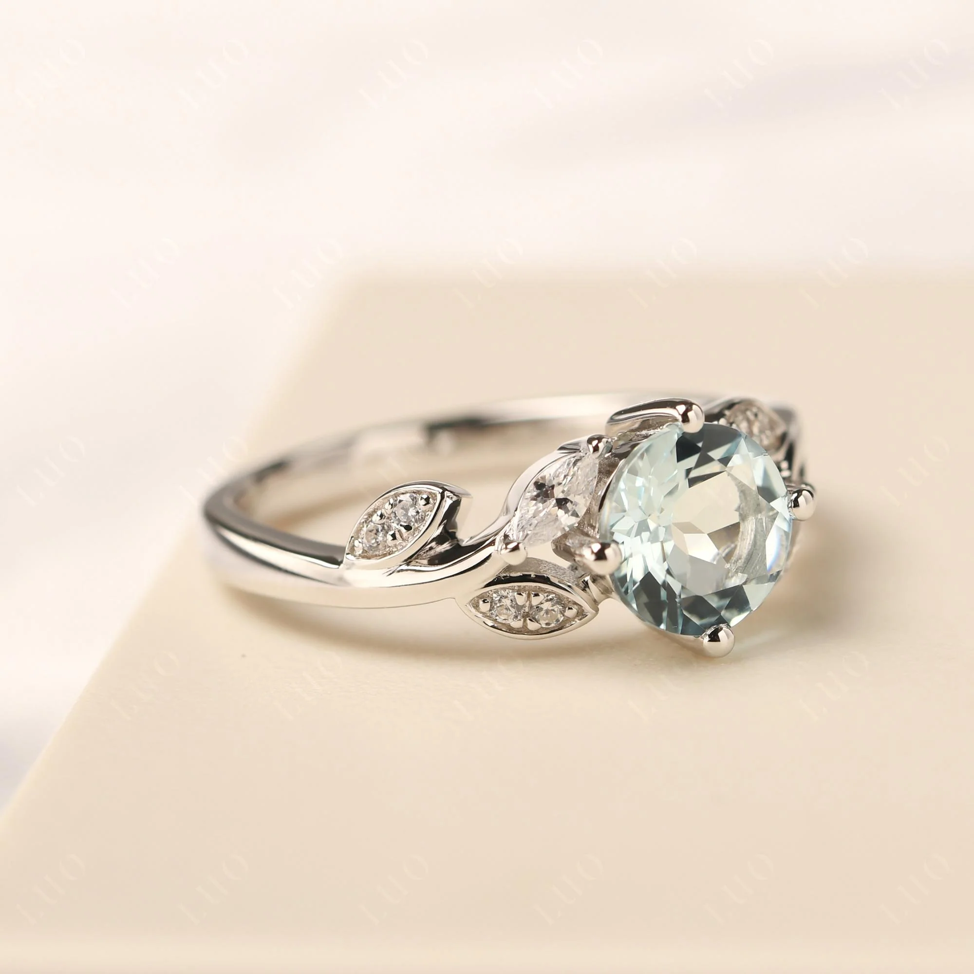 Vine Leaf Aquamarine Engagement Ring - Image 30