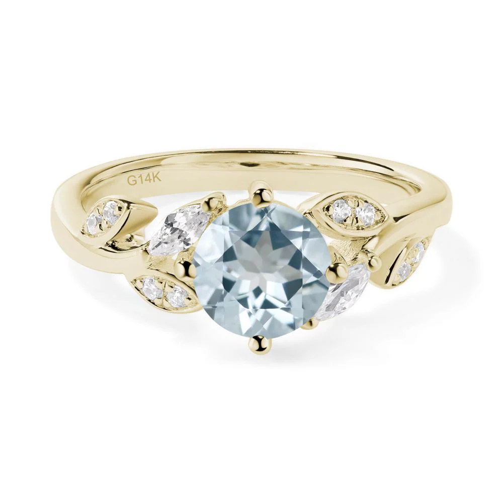 Vine Leaf Aquamarine Engagement Ring - Image 4