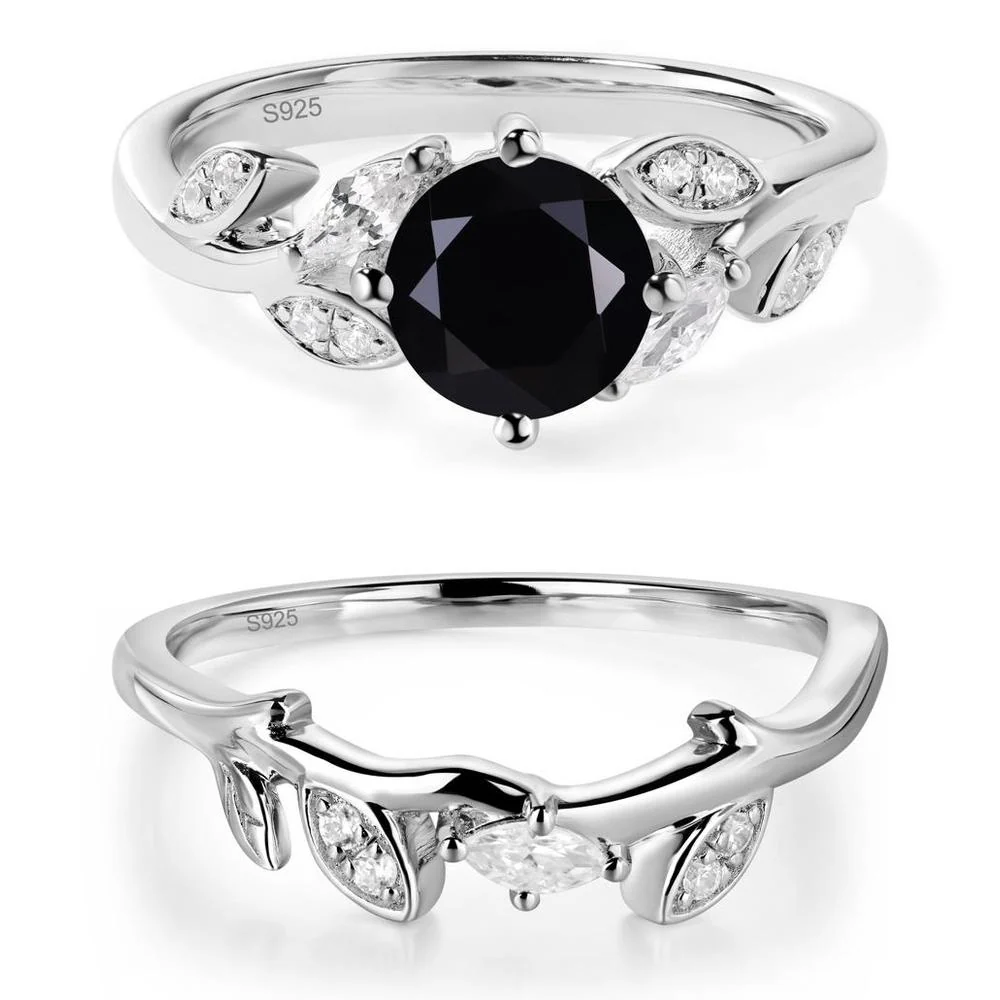 Vine Leaf Black Spinel Engagement Ring - Image 27