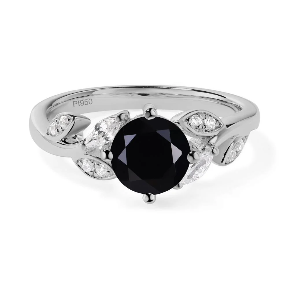 Vine Leaf Black Spinel Engagement Ring - Image 9
