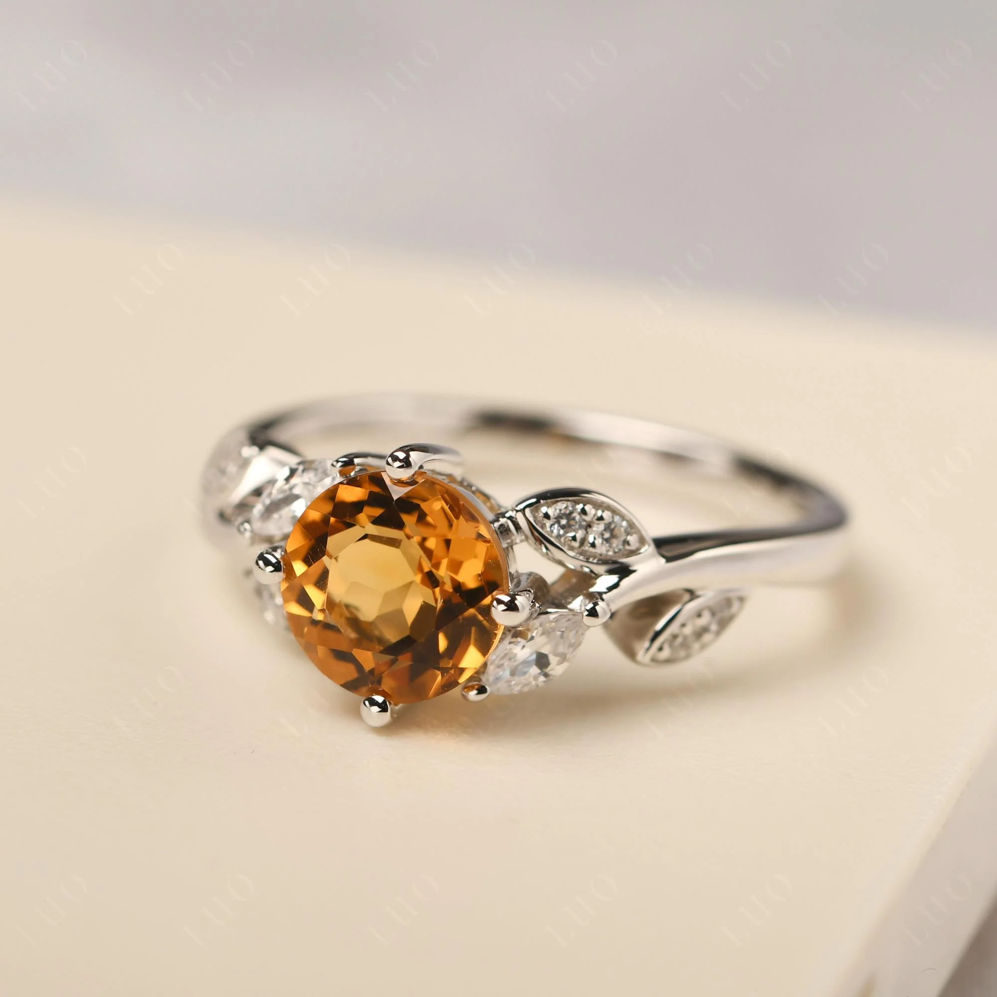 Vine Leaf Citrine Engagement Ring - Image 29