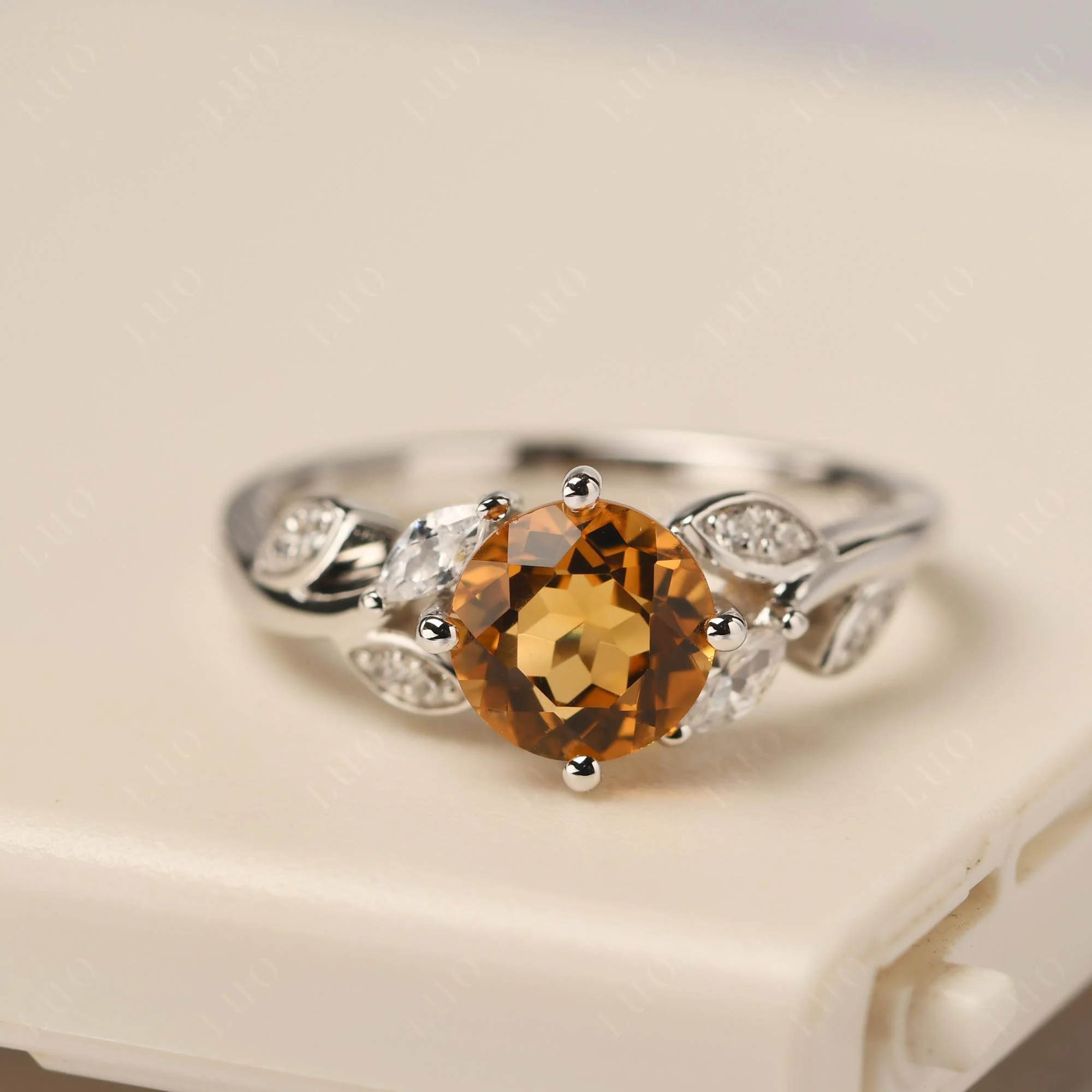Vine Leaf Citrine Engagement Ring - Image 30