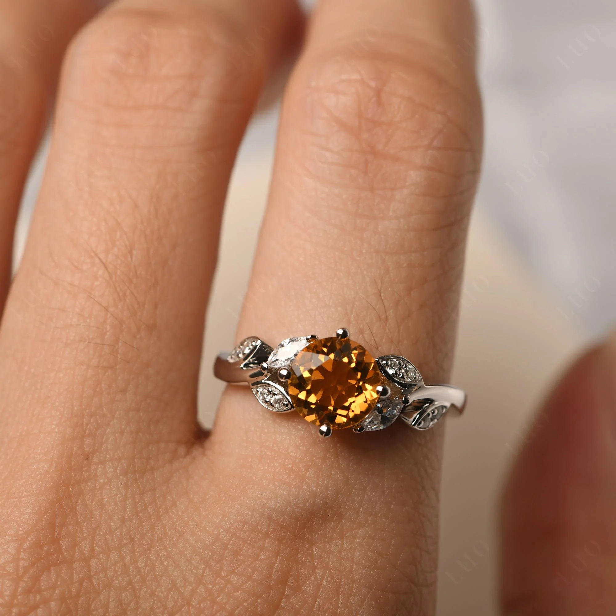 Vine Leaf Citrine Engagement Ring - Image 33