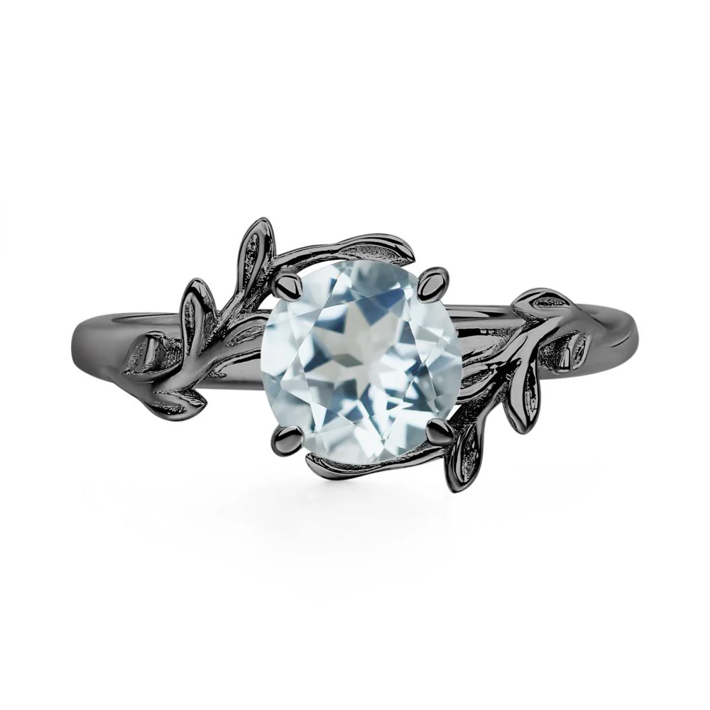Aquamarine Leaf and Vine Ring