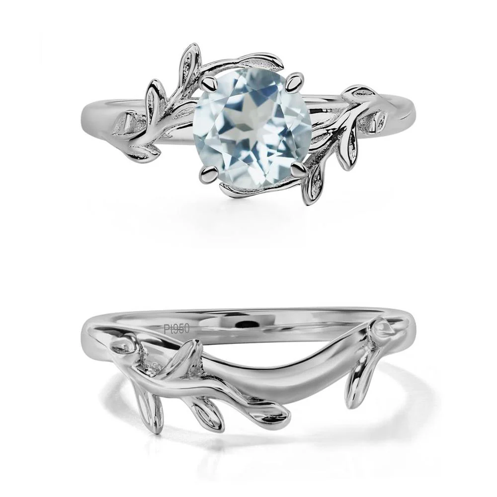 Aquamarine Leaf and Vine Ring - Image 25