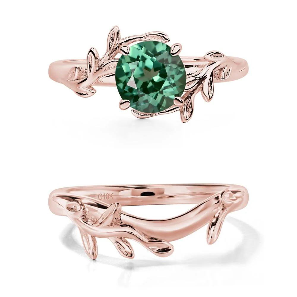 Green Sapphire Vine Engagement Ring - Image 17