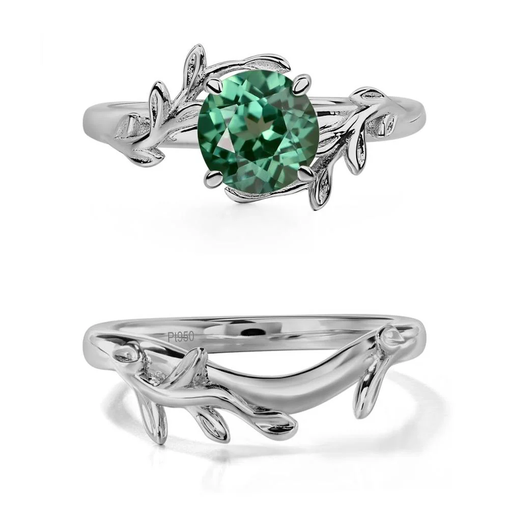 Green Sapphire Vine Engagement Ring - Image 25