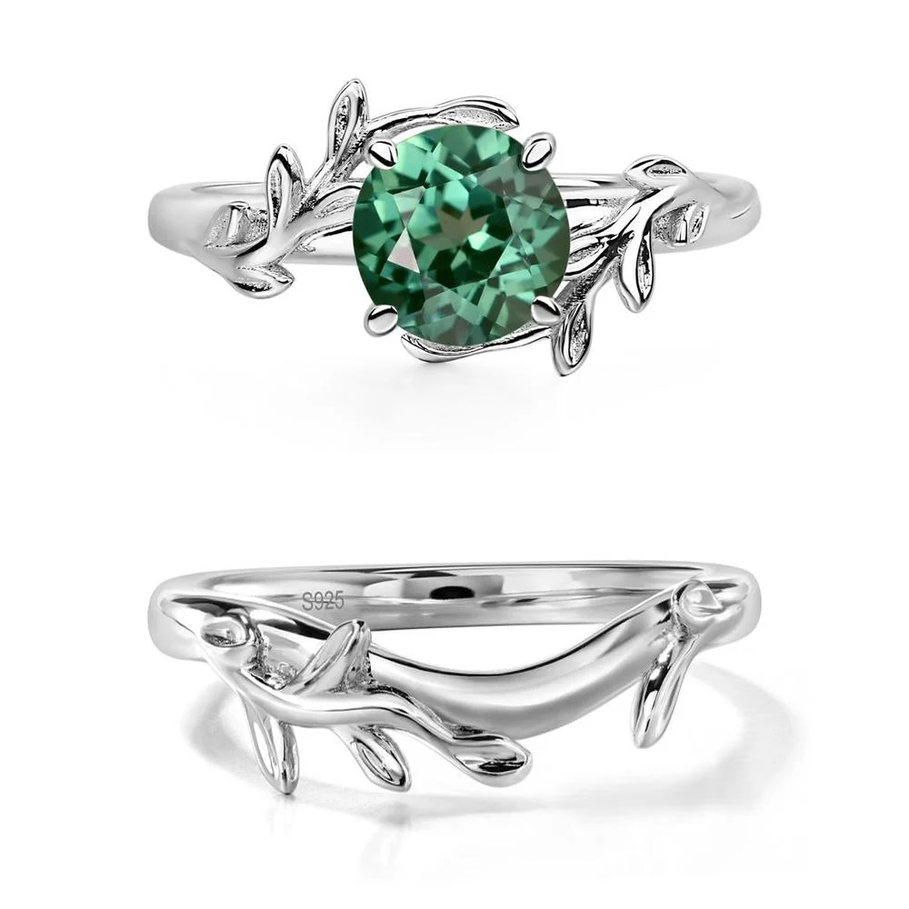 Green Sapphire Vine Engagement Ring - Image 27