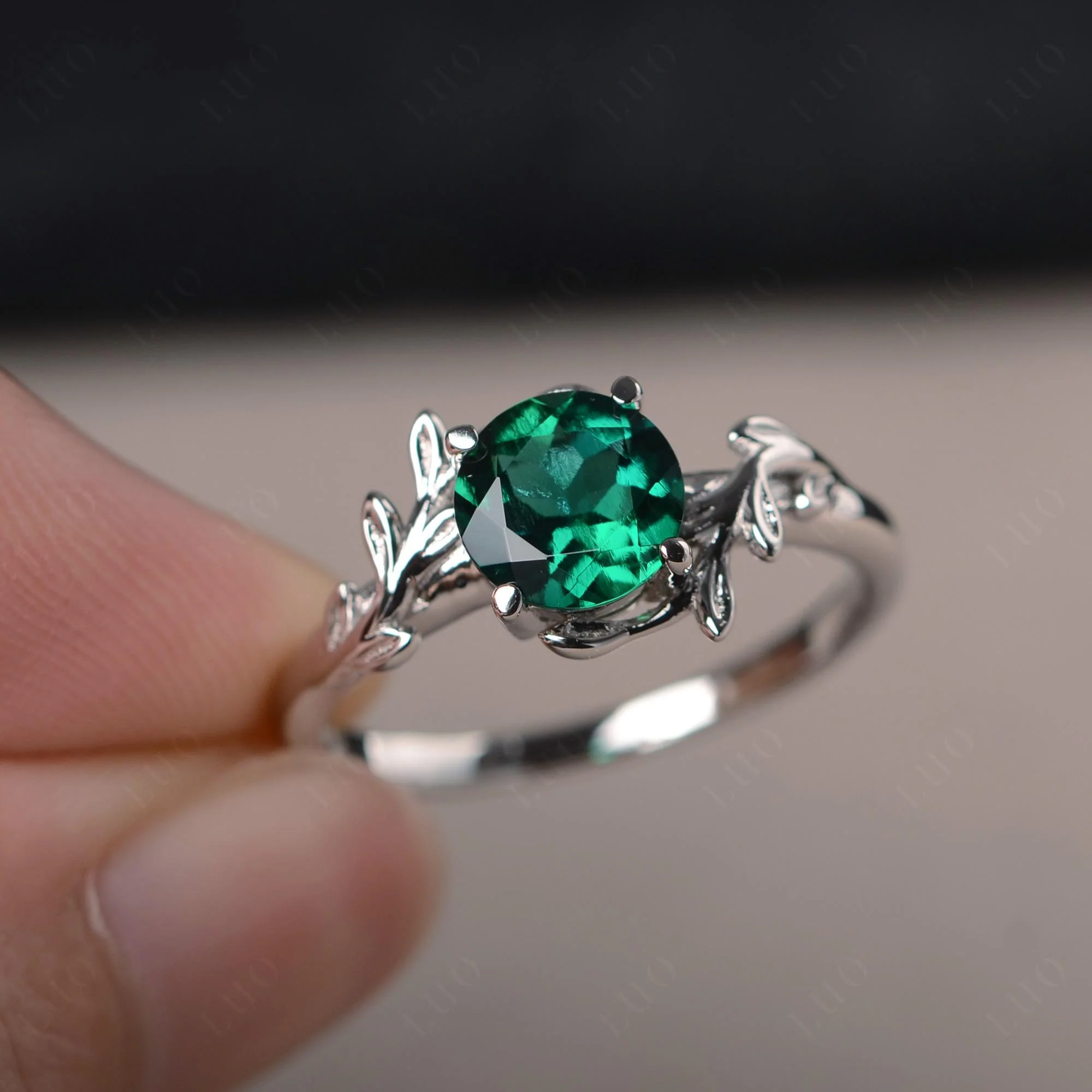 Emerald Vine Engagement Ring - Image 29