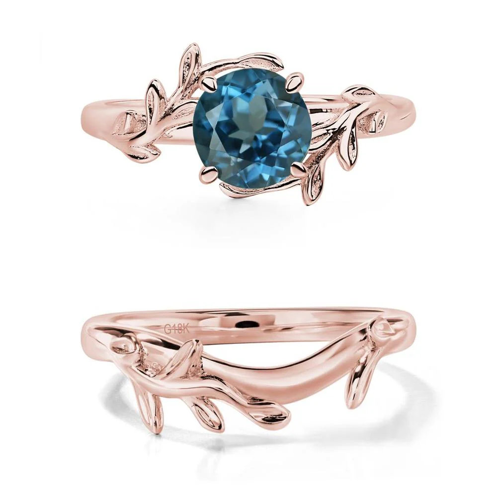London Blue Topaz Leaf and Vine Ring - Image 17