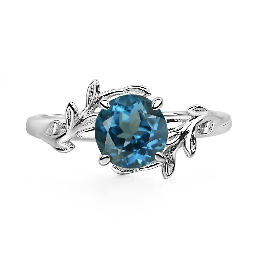 London Blue Topaz Leaf and Vine Ring - Image 4