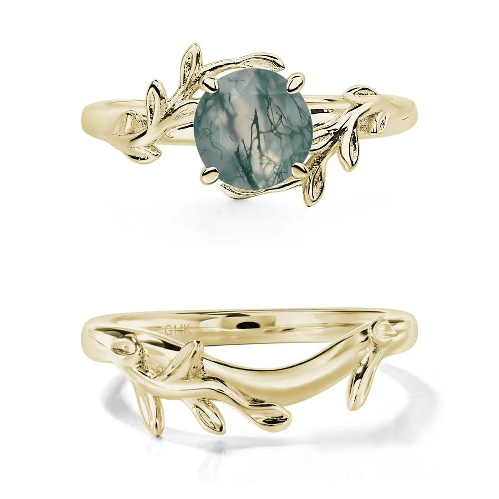 Moss Agate Vine Engagement Ring - Image 15