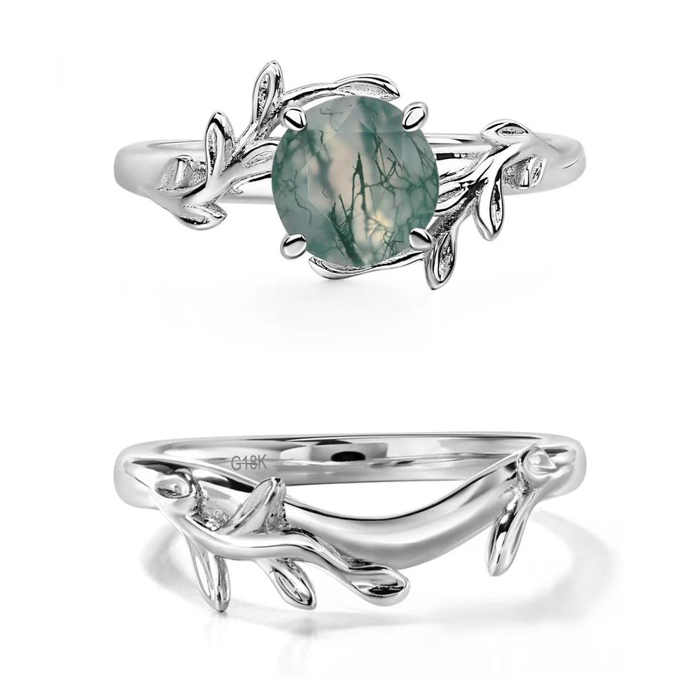 Moss Agate Vine Engagement Ring - Image 19