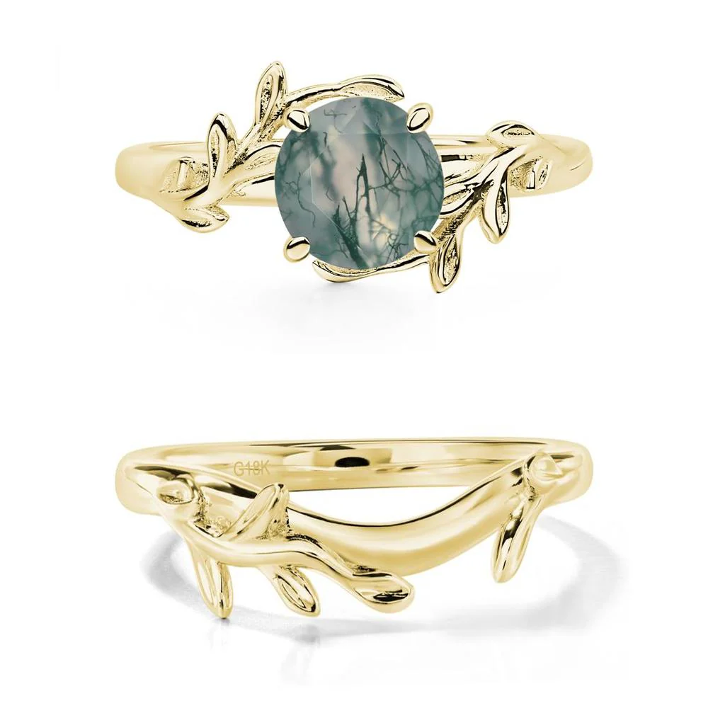 Moss Agate Vine Engagement Ring - Image 21