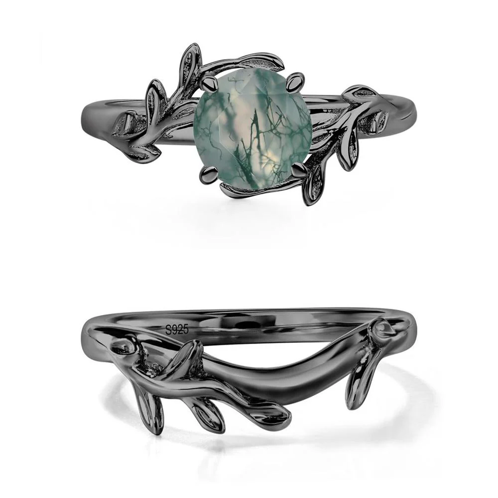 Moss Agate Vine Engagement Ring - Image 23