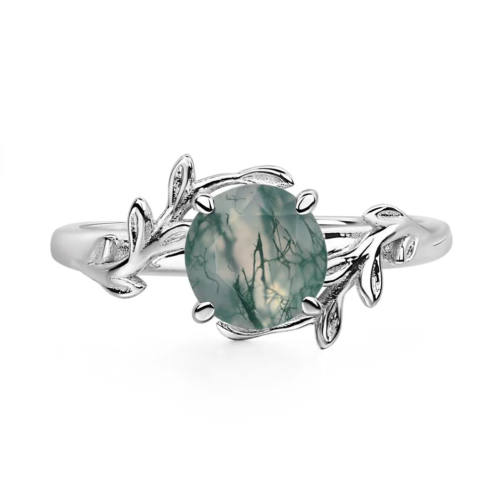 Moss Agate Vine Engagement Ring - Image 3