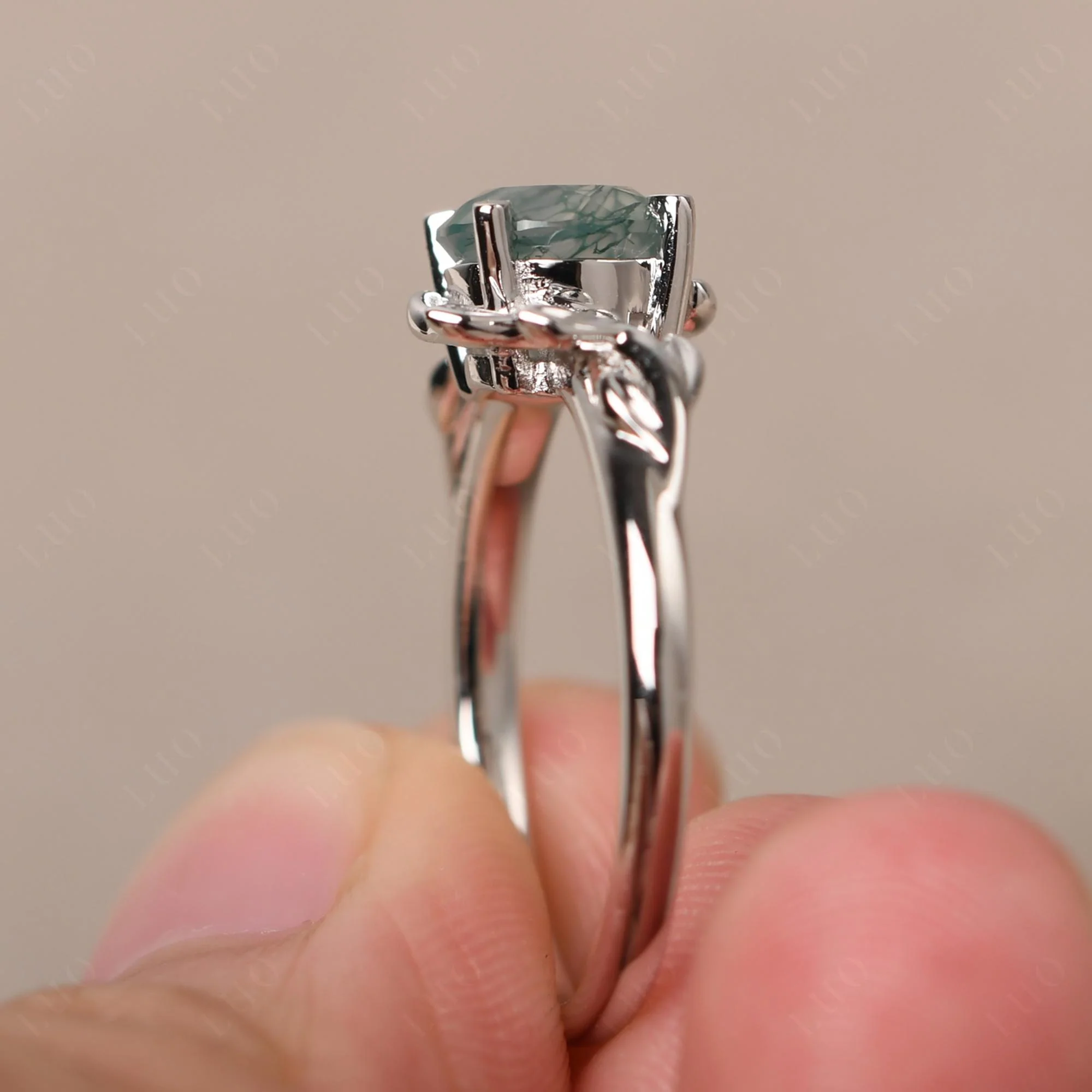 Moss Agate Vine Engagement Ring - Image 31