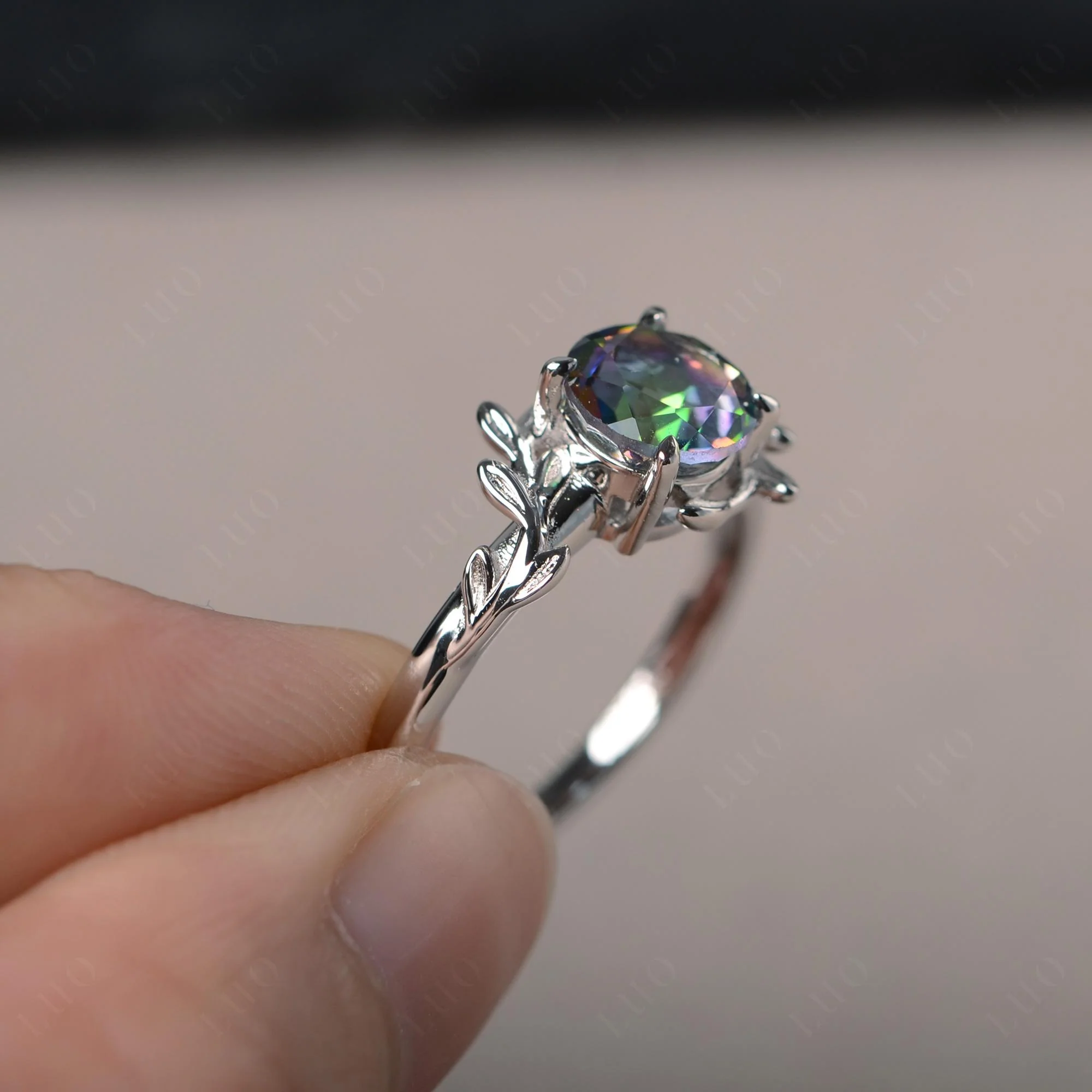 Mystic Topaz Vine Engagement Ring - Image 30