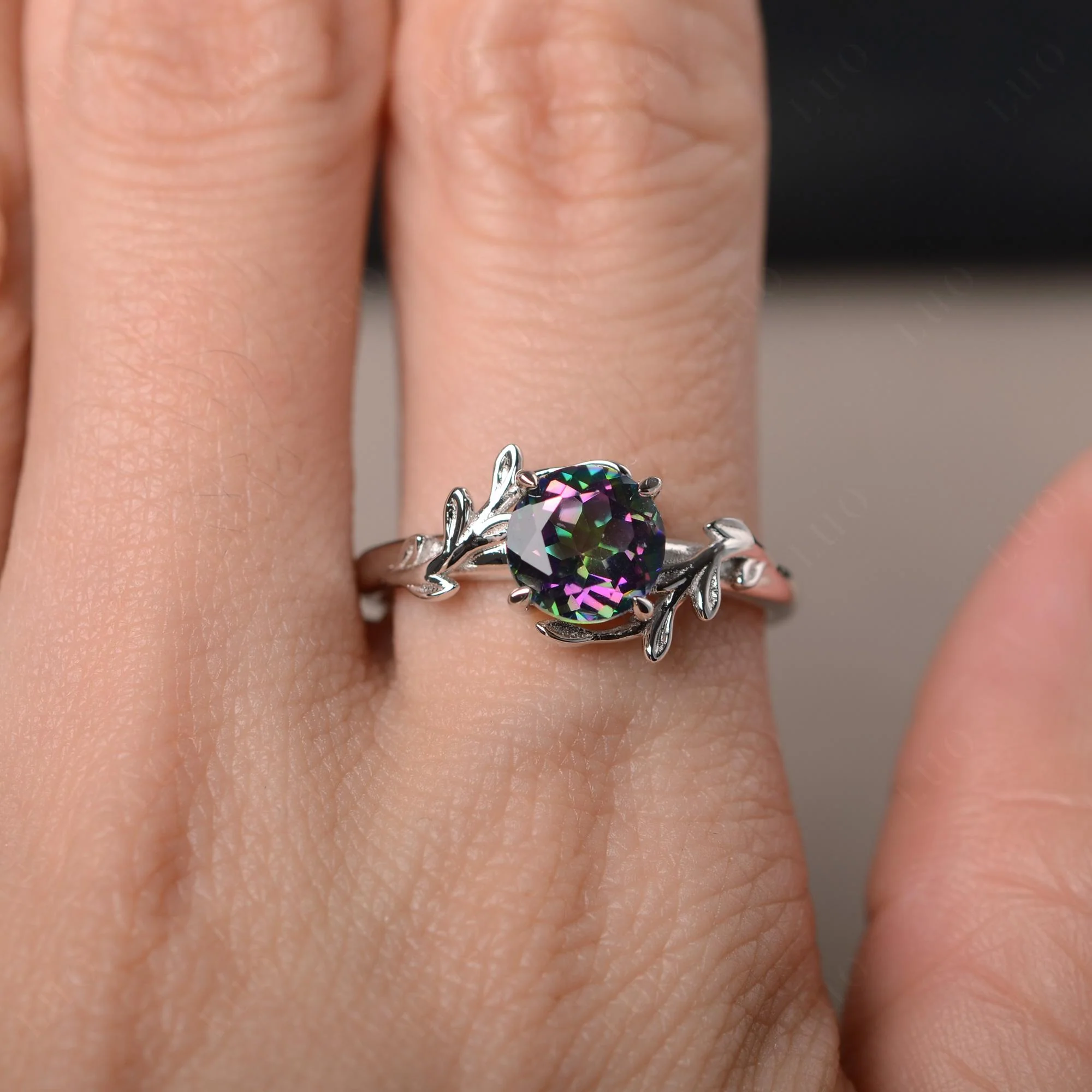 Mystic Topaz Vine Engagement Ring - Image 32