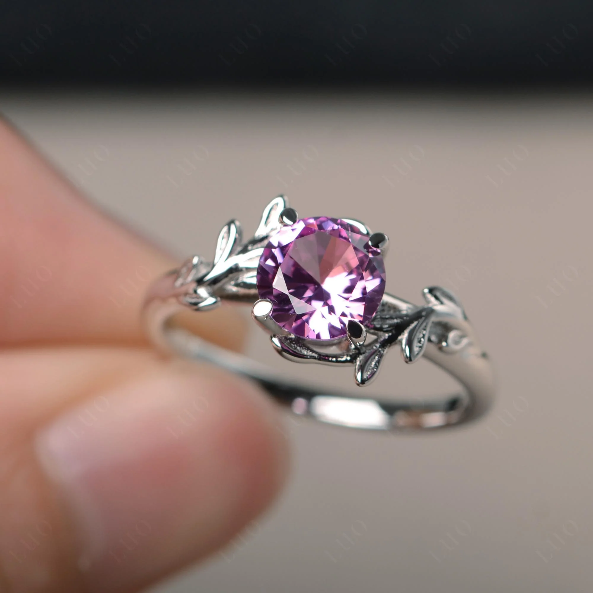 Pink Sapphire Vine Engagement Ring - Image 29