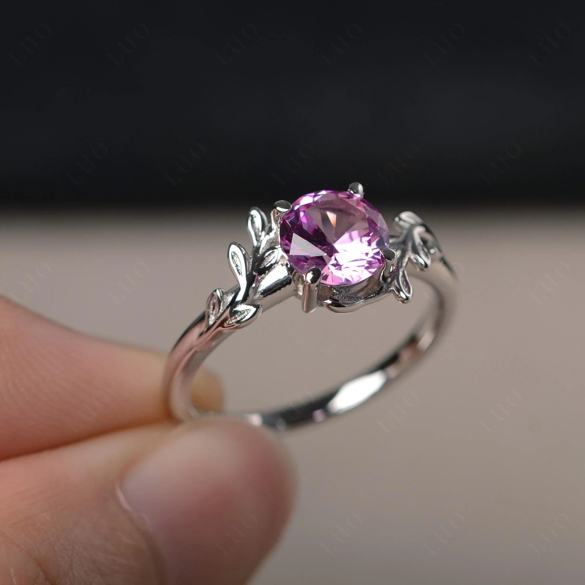 Pink Sapphire Vine Engagement Ring - Image 30