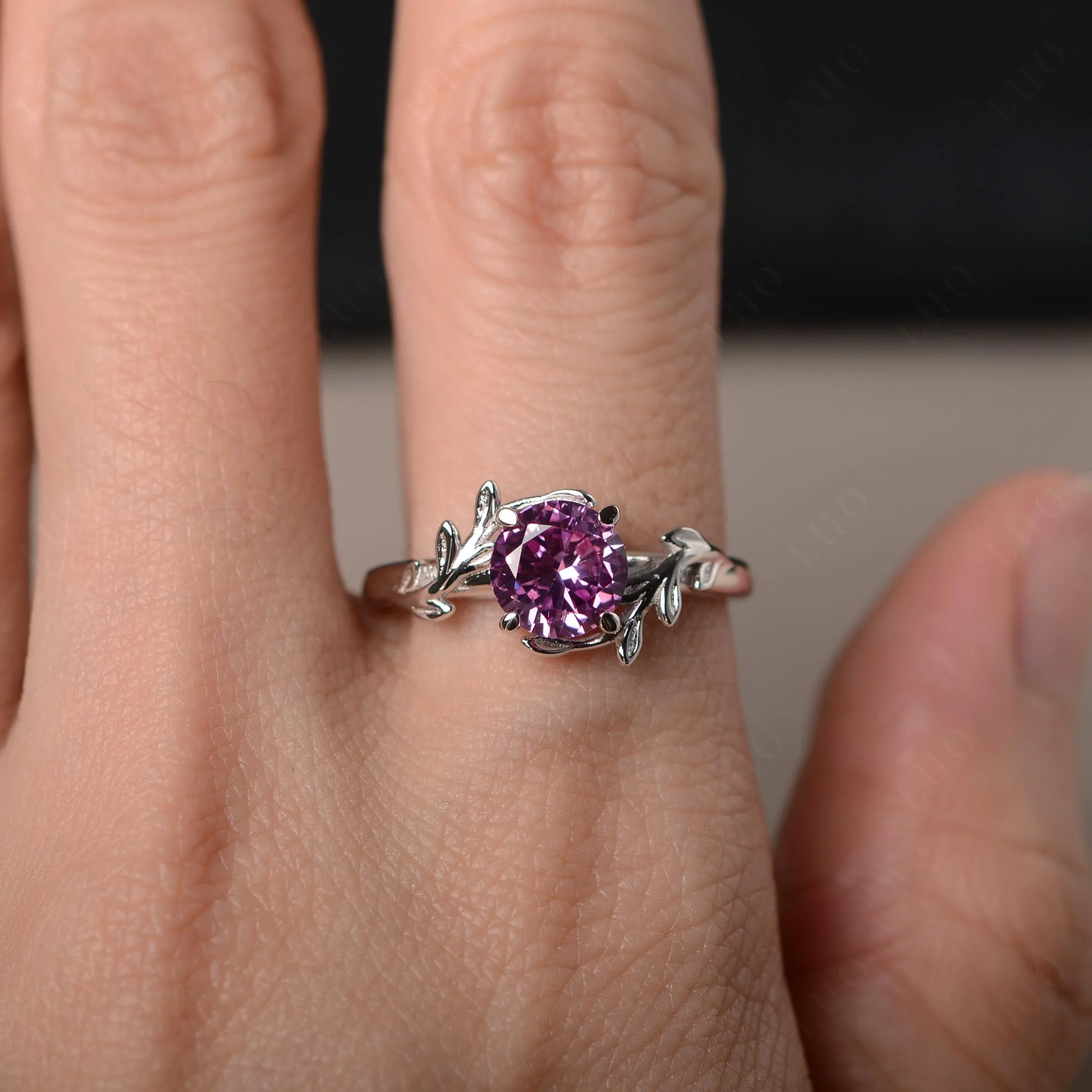 Pink Sapphire Vine Engagement Ring - Image 32