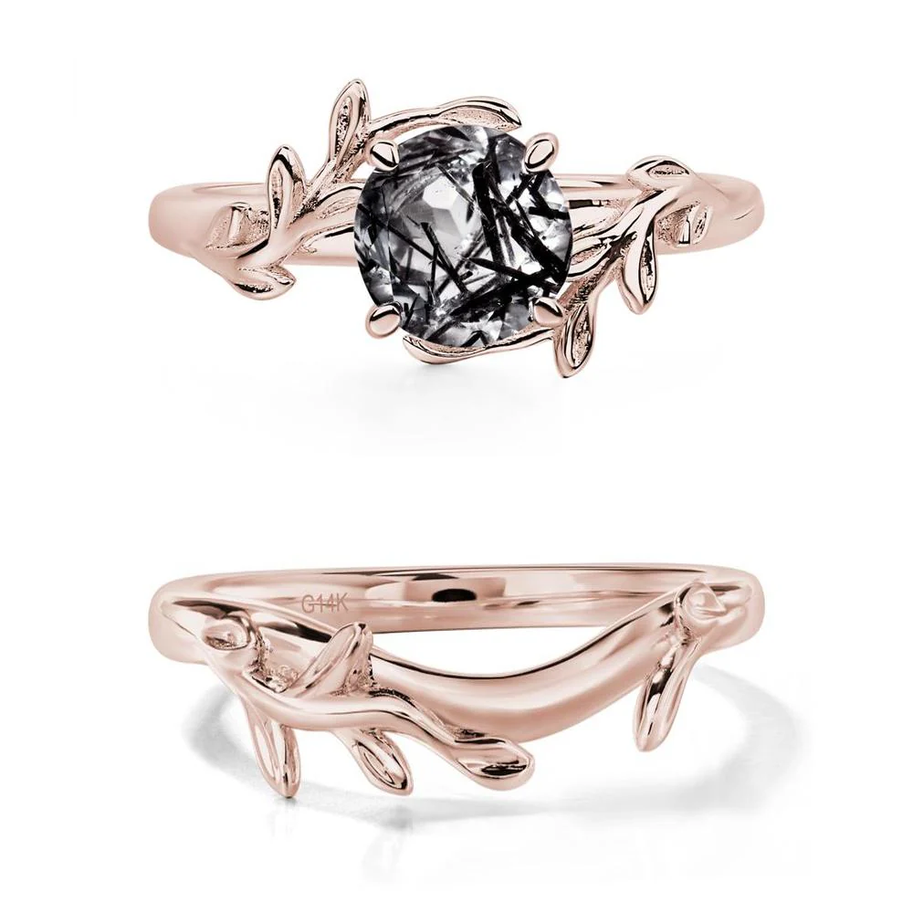 Black Rutilated Quartz Vine Engagement Ring - Image 11