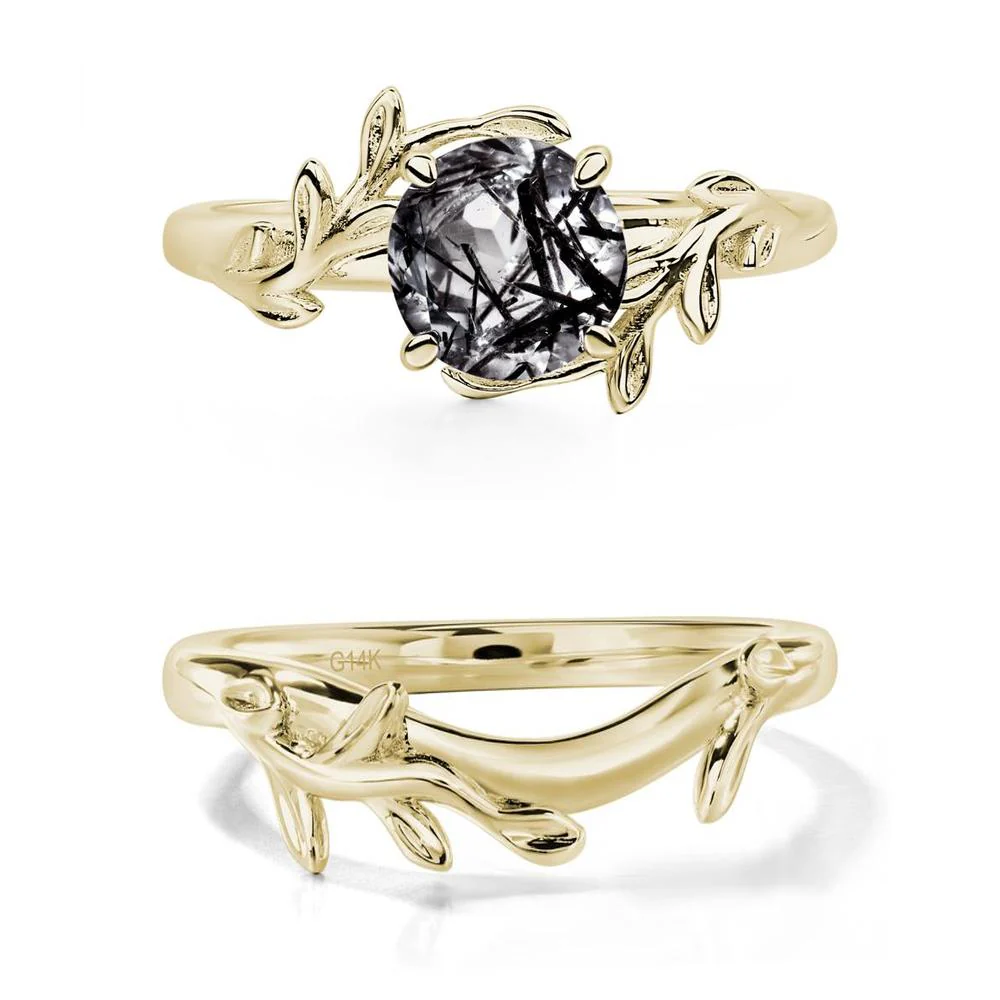 Black Rutilated Quartz Vine Engagement Ring - Image 15