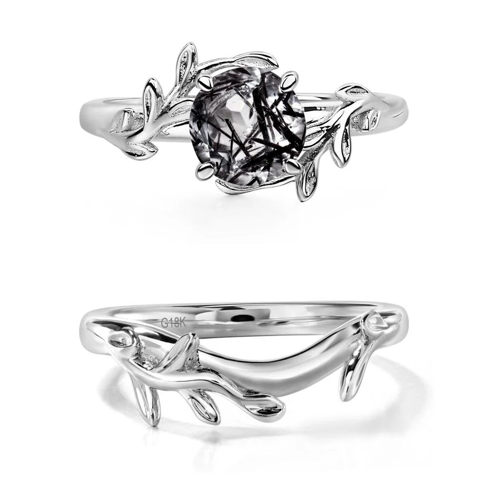 Black Rutilated Quartz Vine Engagement Ring - Image 19