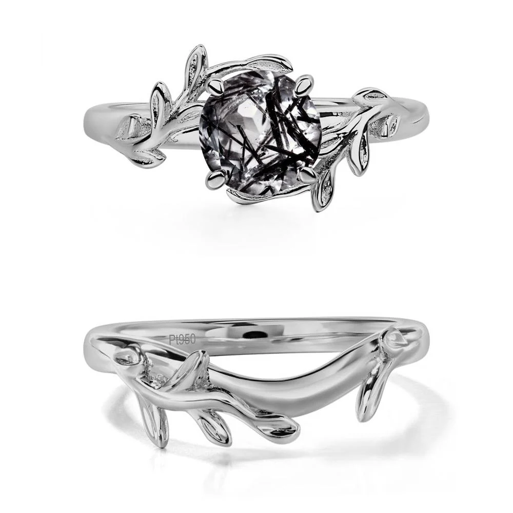 Black Rutilated Quartz Vine Engagement Ring - Image 25
