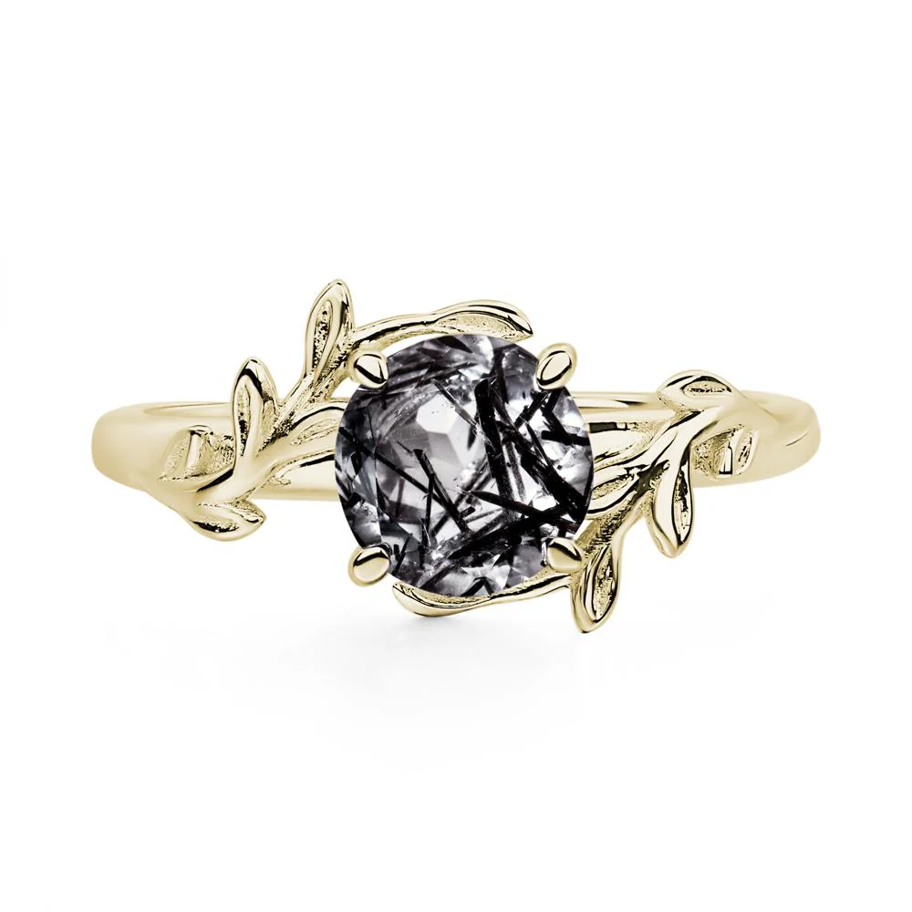 Black Rutilated Quartz Vine Engagement Ring - Image 5