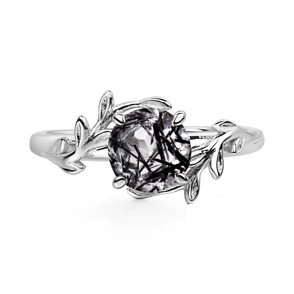 Black Rutilated Quartz Vine Engagement Ring - Image 7