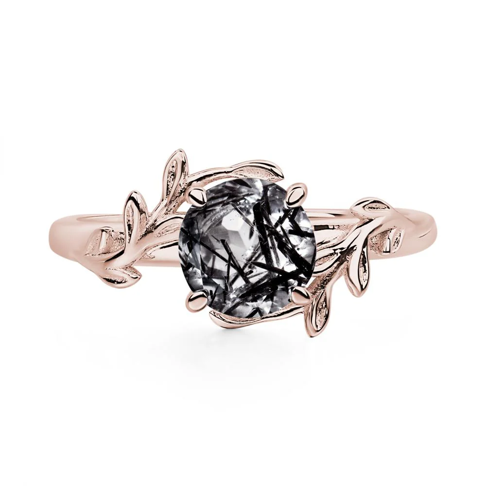 Black Rutilated Quartz Vine Engagement Ring - Image 9