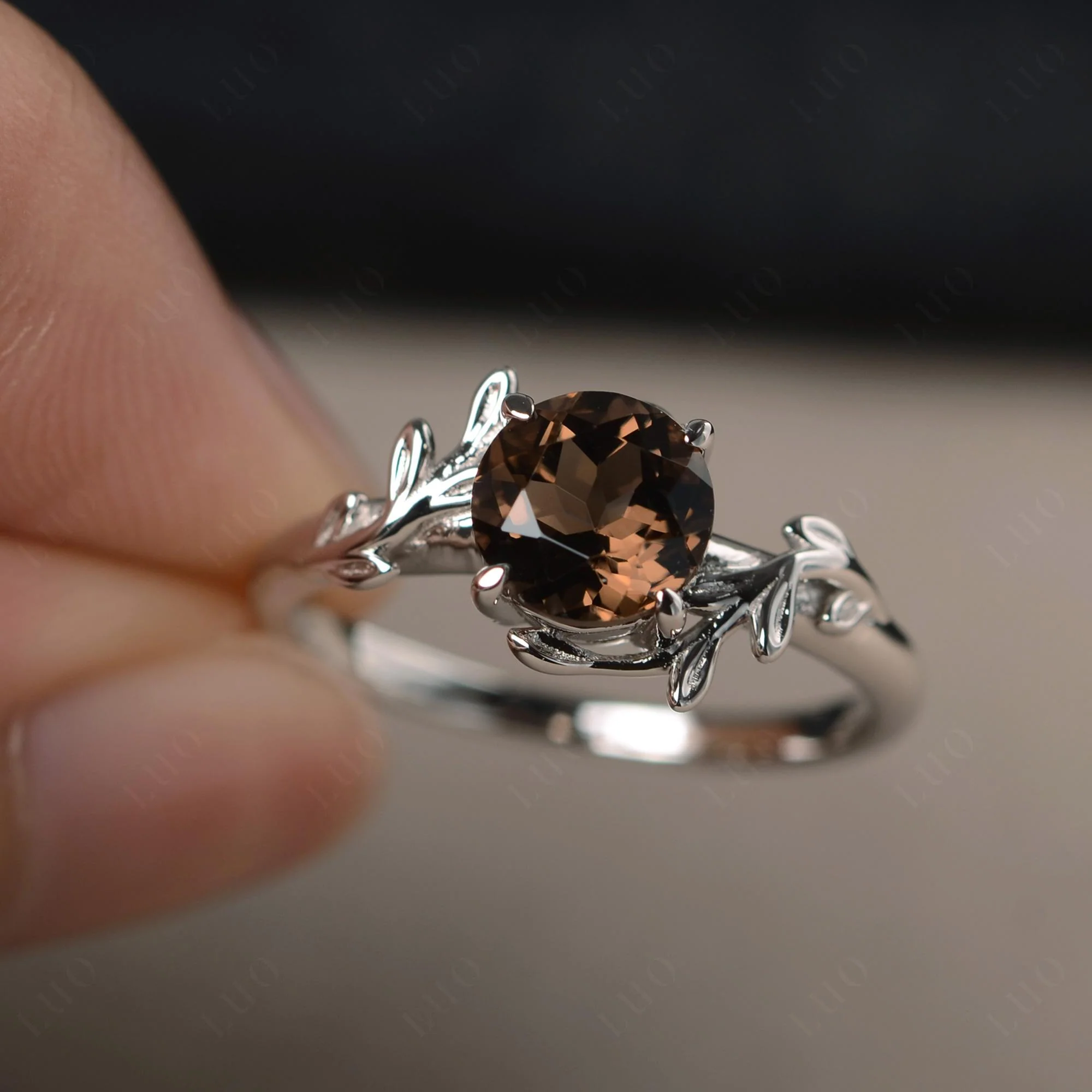 Smoky Quartz Vine Engagement Ring - Image 29