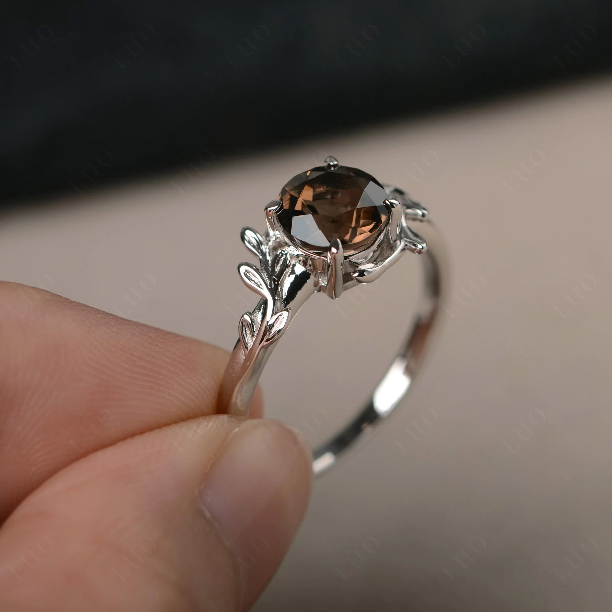 Smoky Quartz Vine Engagement Ring - Image 30