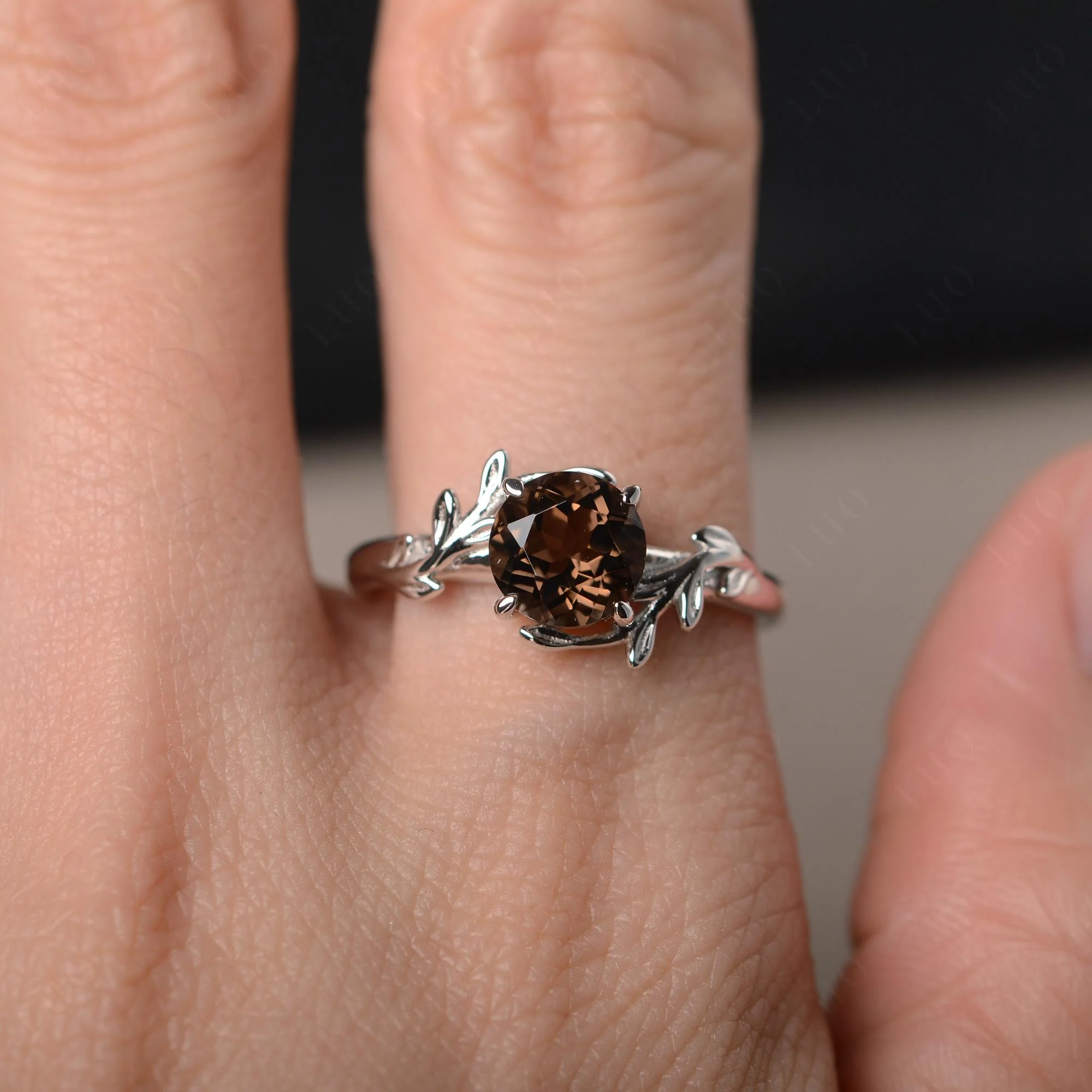 Smoky Quartz Vine Engagement Ring - Image 32